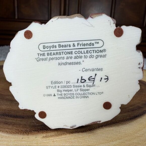 Vintage Boyds Bears Sissie & Squirt...Big Helper, Lil' Sipper Bearstone Figurine - Picture 9 of 10